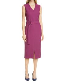 BOSS Dadorina Belted Front Slit Sheath Dress   Nordstrom at Nordstrom